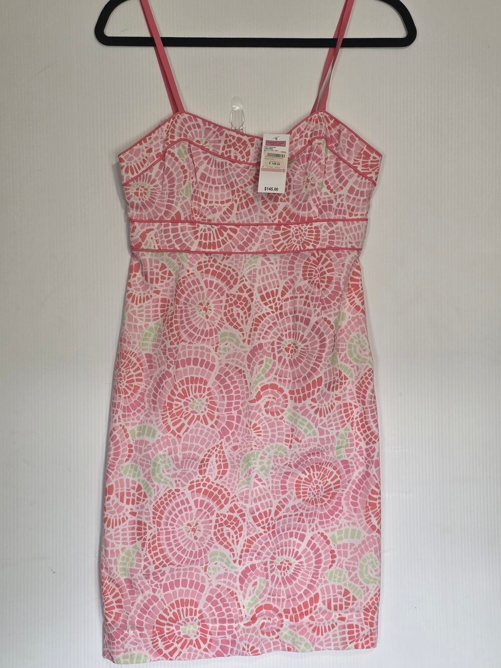 Vineyard Vines Size 2 Pink Mosaic Floral Spaghetti Strap Cotton Mini Dress NWT